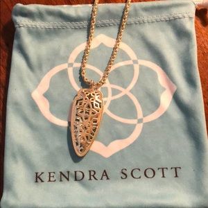 Long gold adjustable arrow necklace